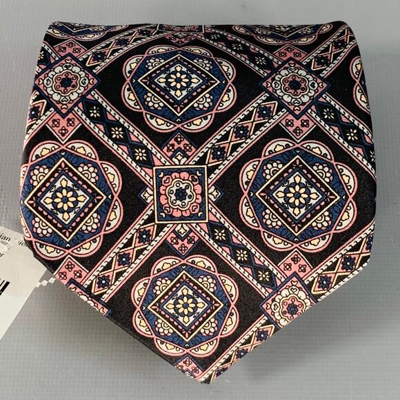 CHRISTIAN DIOR Black Purple Abstract Silk Tie - Picture 1 of 5